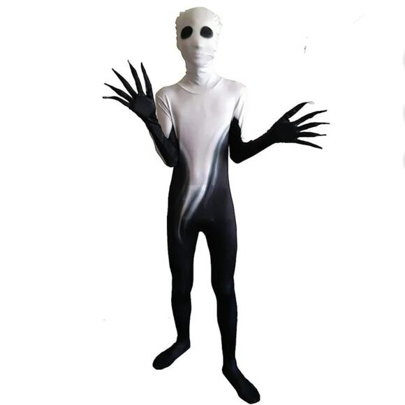 Spooktacular Creations Shadow Demon Costume Adult Unisex Black White Jumpsuit - Picture 3 of 3